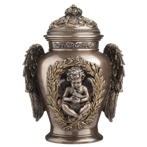 Cherub Holding Dove Winged Remembrance Urn