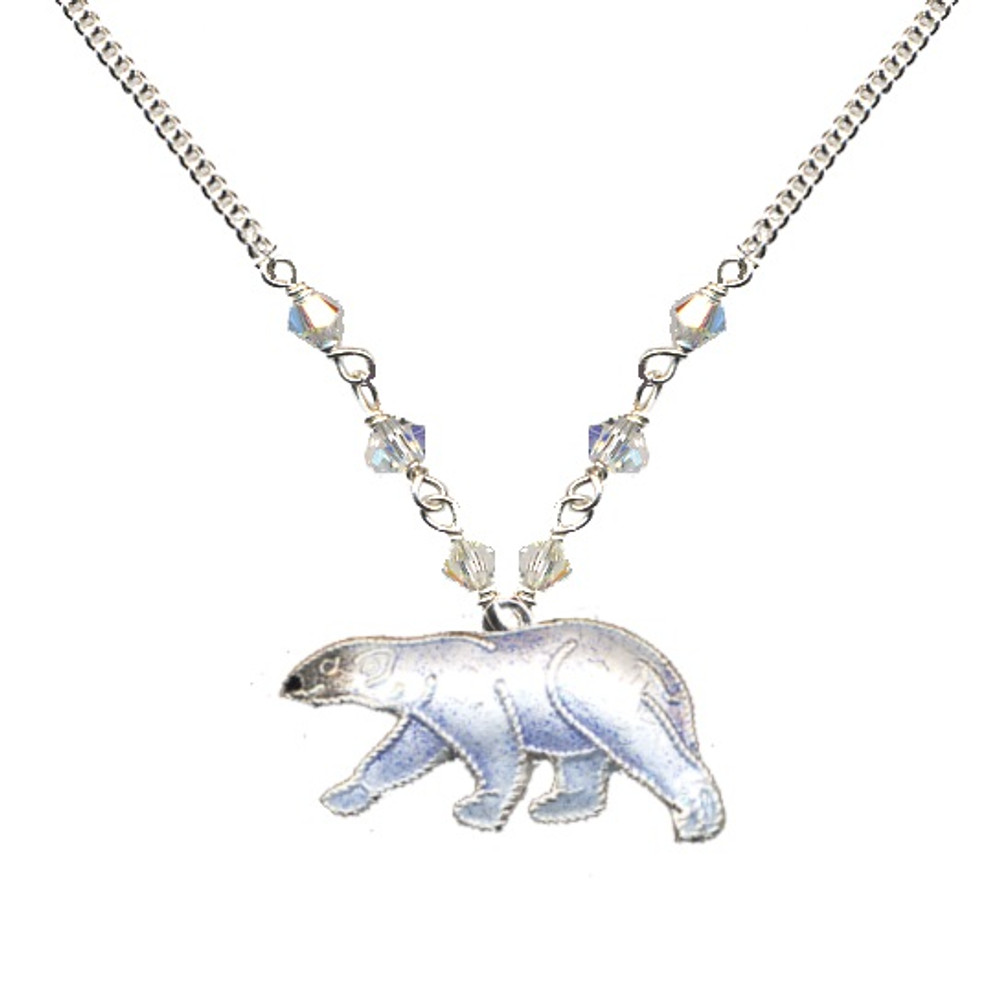 Polar Bear Cloisonne Small Necklace | Bamboo Jewelry | bj0063sn