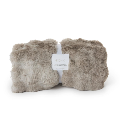 Marbled Taupe Faux Fur Throw | TC201458