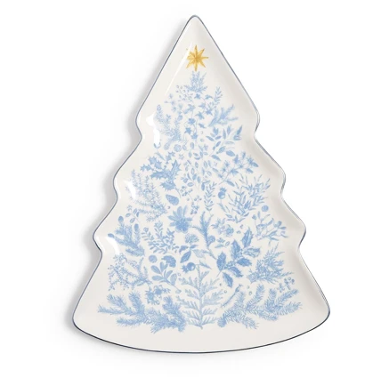 Christmas Tree Plate with Blue Rim (TC82983