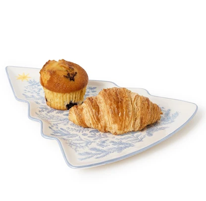 Christmas Tree Plate with Blue Rim (TC82983