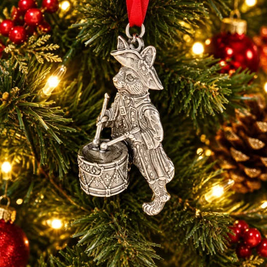 Arthur Court 2026 "Bunny Drummer" Polished Pewter Ornament | VHC151X26
