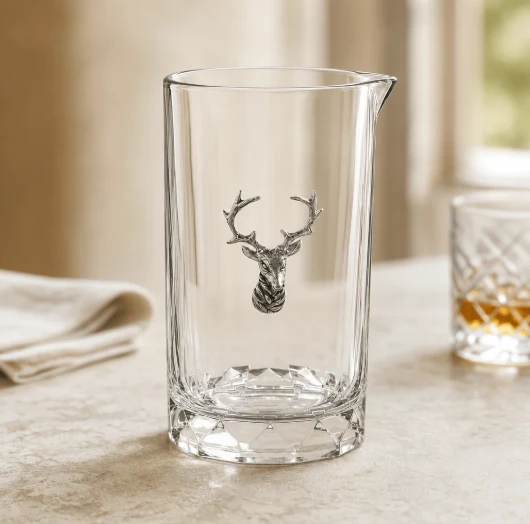 Elk Bust Hatched Bar Glass Mixing Pitcher | VHCB492EB