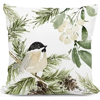 Winter Chickadee Indoor Outdoor Pillow | MCMHS2616