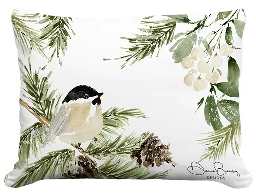 Winter Chickadee Indoor Outdoor Pillow | MCMHS2616