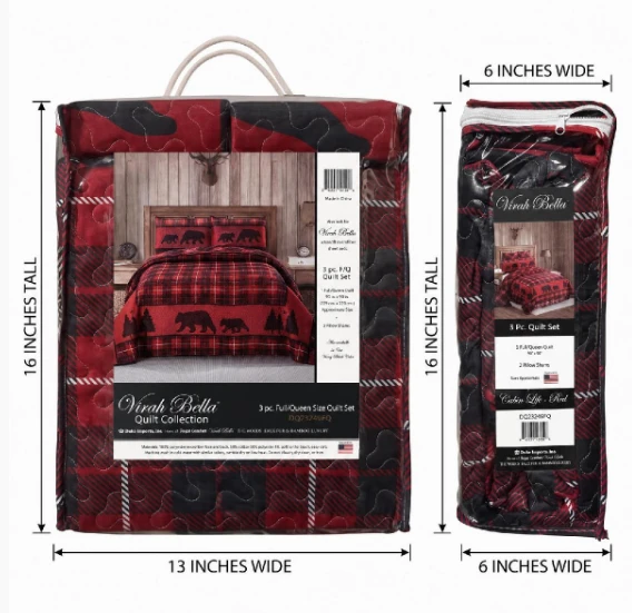 Cabin LIfe Bear Red and Black Quilt Set | DUKDQ23249