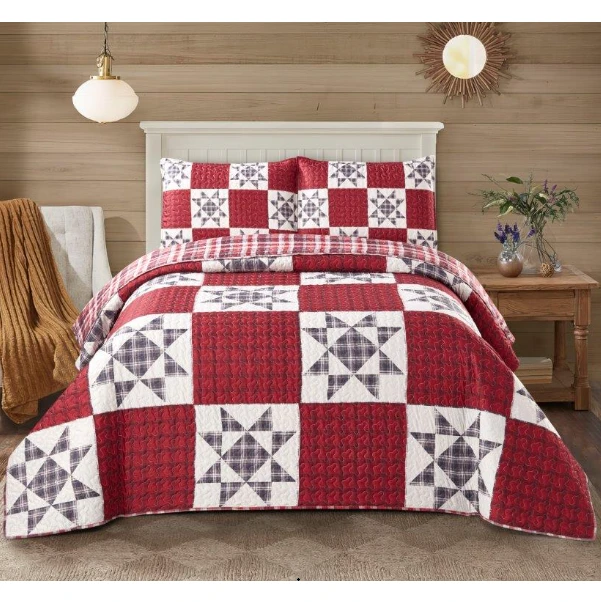 Hillcrest Country Star Red and Black Quilt Set | DUKDQ23243