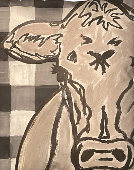 Farm Sketch Cow Climaweave Indoor Outdoor Throw Pillow | MWWSHFSCW