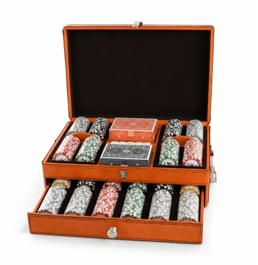Large Leather Stirrup Poker Set | VHCH993BB