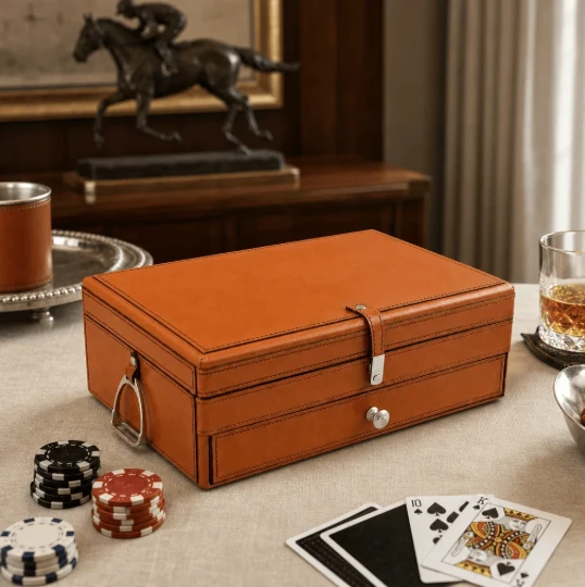 Large Leather Stirrup Poker Set | VHCH993BB