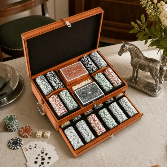 Large Leather Stirrup Poker Set | VHCH993BB