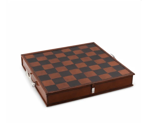 Pewter Antler Handle Chess Set Board with Storage | VHCB928CL