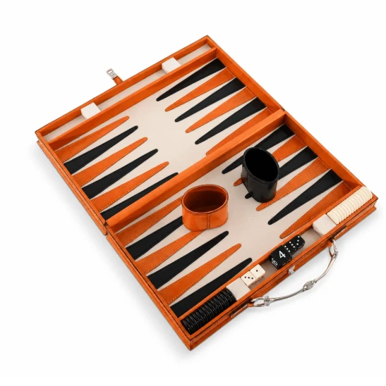 Equestrian Bit Amber Leather Backgammon Set | VHCH983BB
