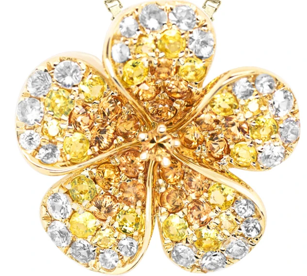 14K Yellow Gold Sunny Plumeria Flower Pendant | Nature Jewelry | HTPP-35700/YS