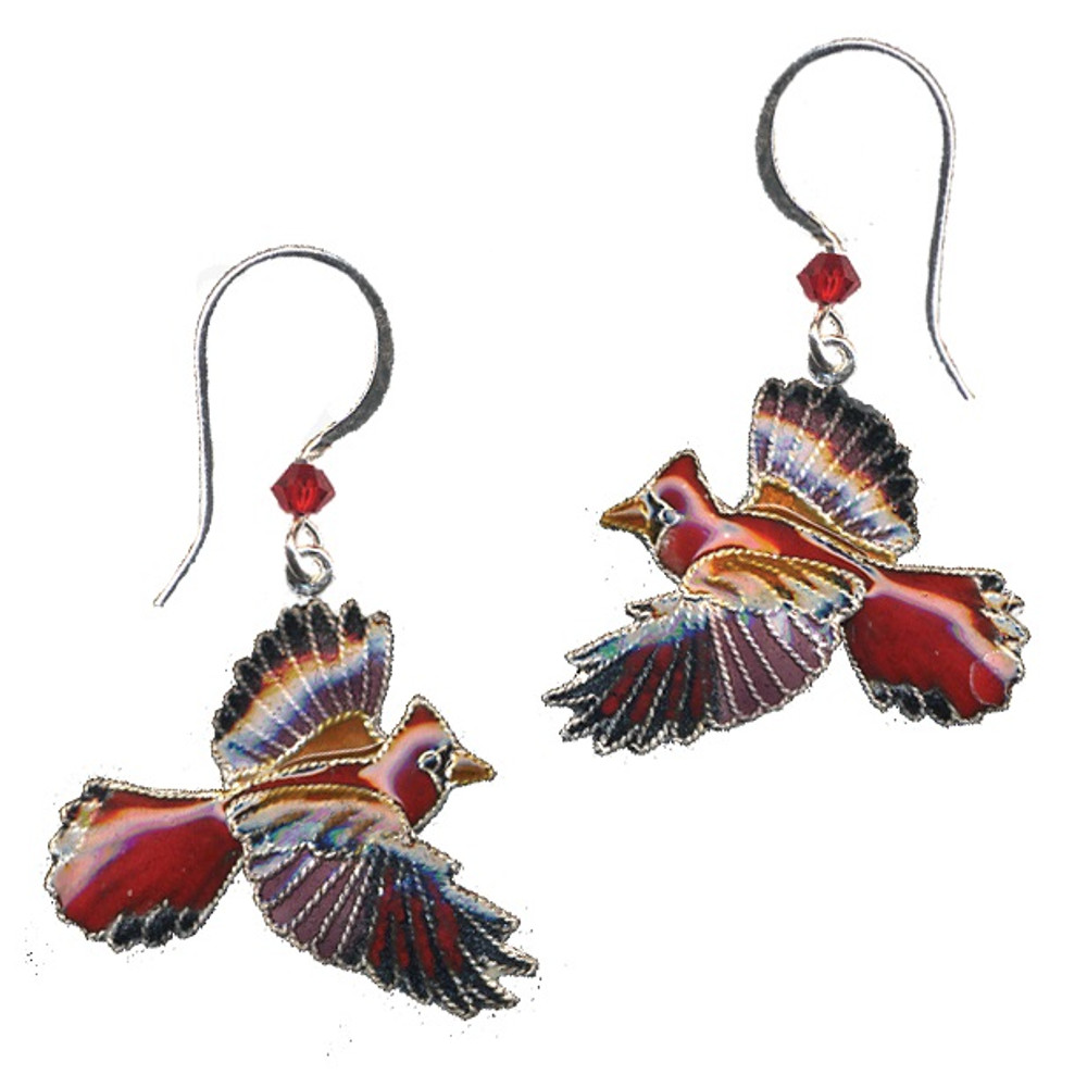 Cardinal Cloisonne Wire Earrings | Bamboo Jewelry | bj0113e