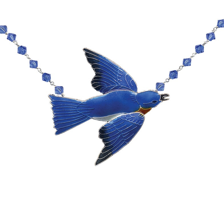 Bluebird Necklace | Cloisonne Jewelry | Bamboo Jewelry