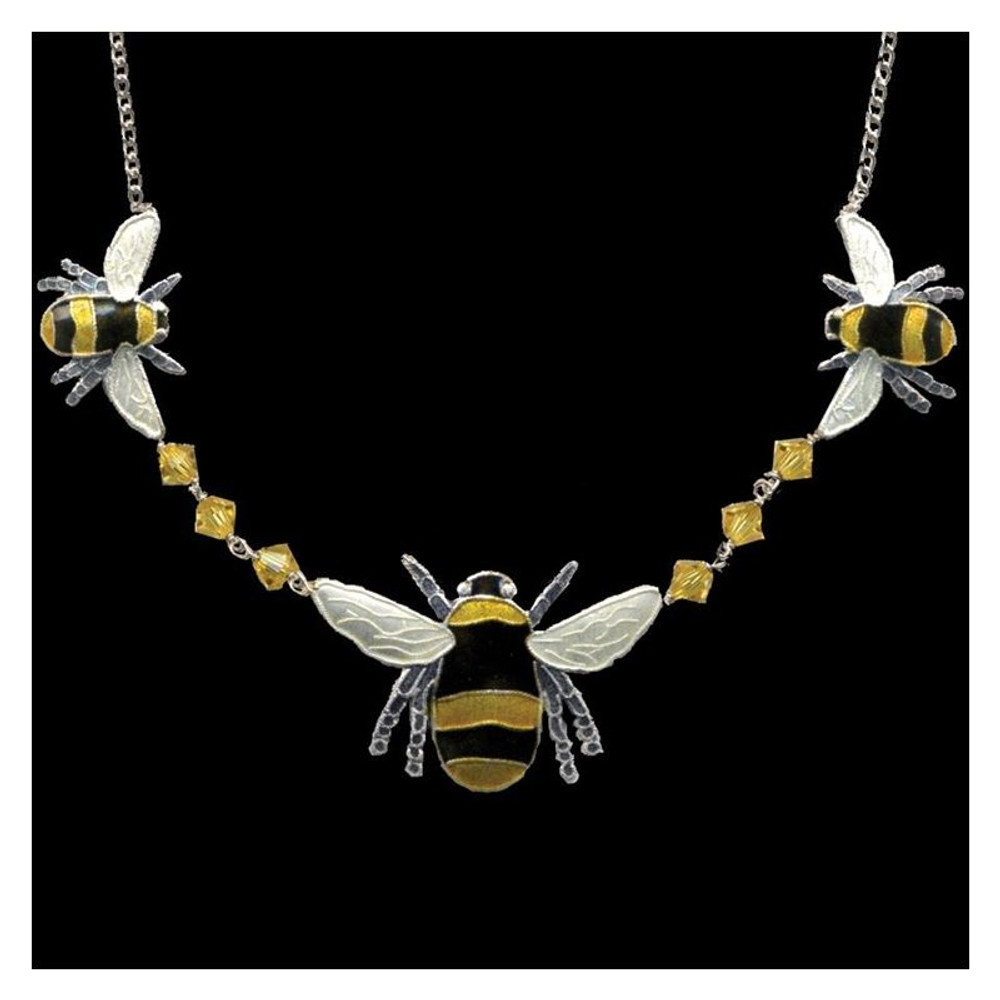 Bumble Bee Cloisonne Crystal Necklace | Bamboo Jewelry | bj0166cn -2