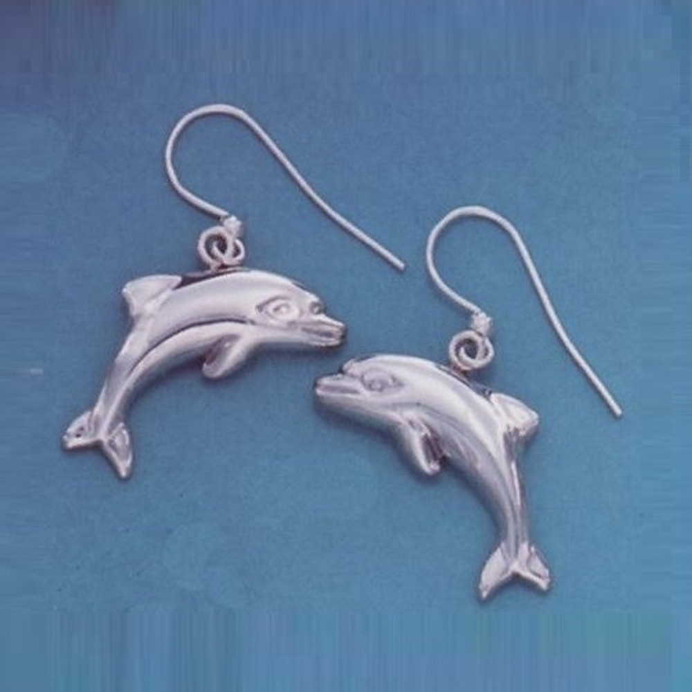 Dolphin Jumping Sterling Silver Wire Earrings | Kabana Jewelry | Ke399