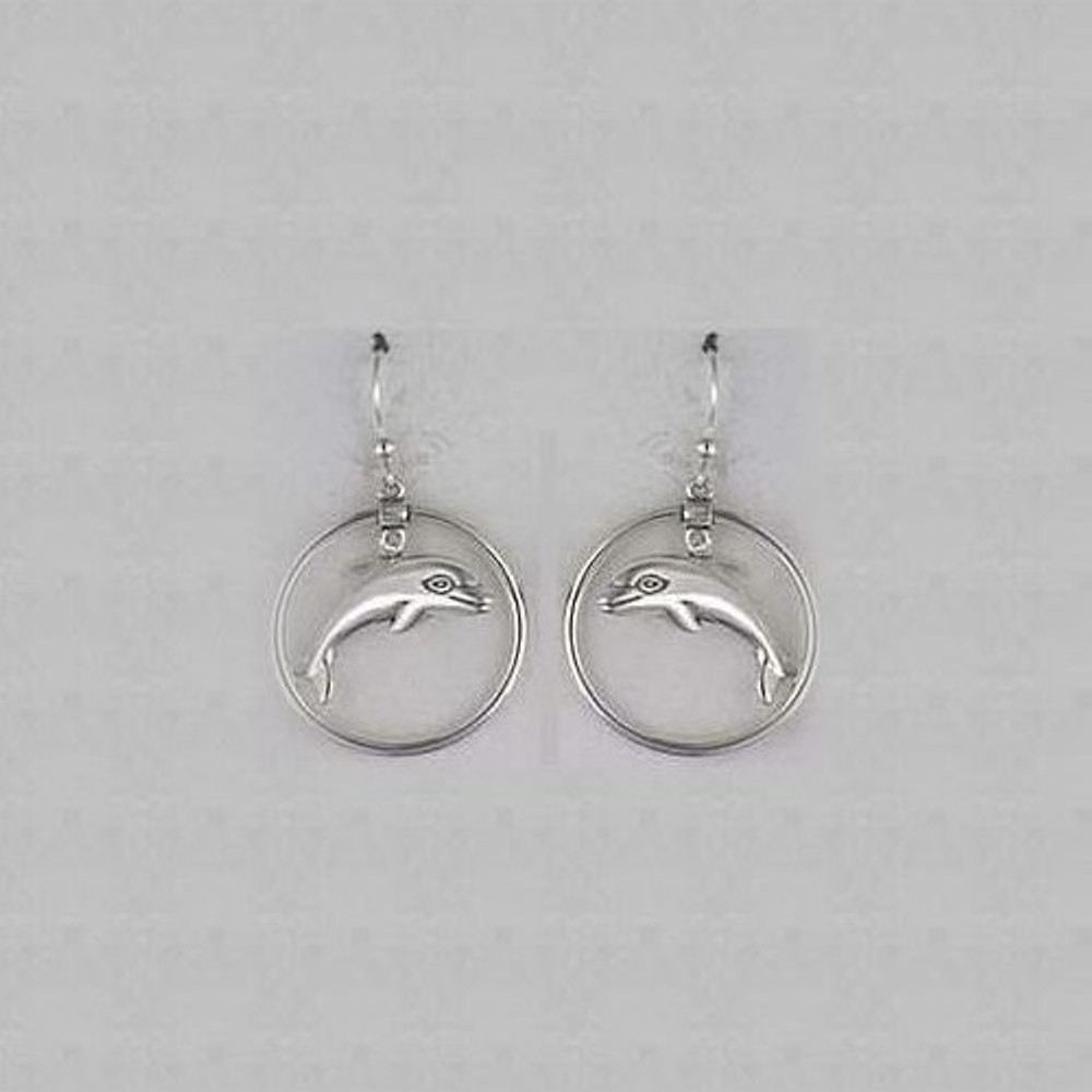 Dolphin Floating Sterling Silver Wire Earrings | Kabana Jewelry | Ke403