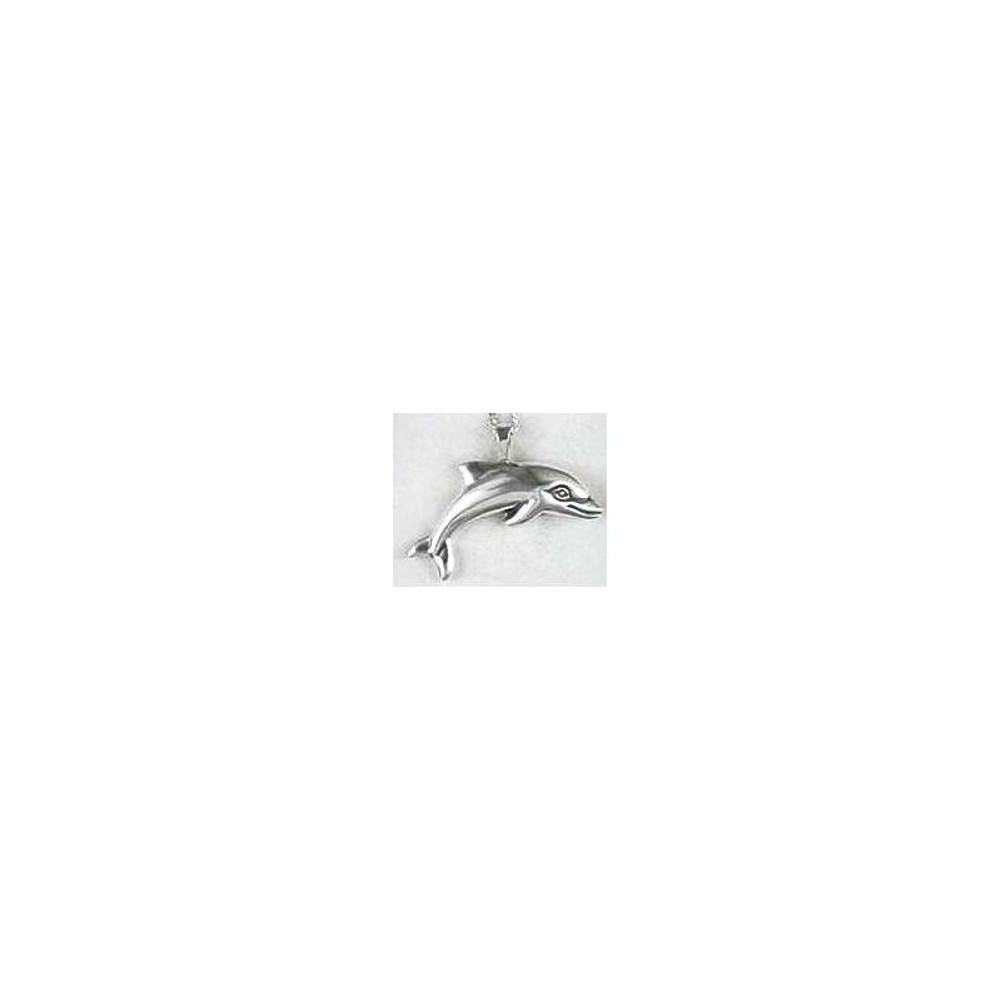 Puffed Dolphin Sterling Silver Pendant Necklace | Kabana Jewelry | KP131