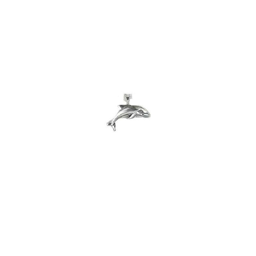 Puffed Dolphin Sterling Silver Pendant Necklace | Kabana Jewelry | KP131 -2