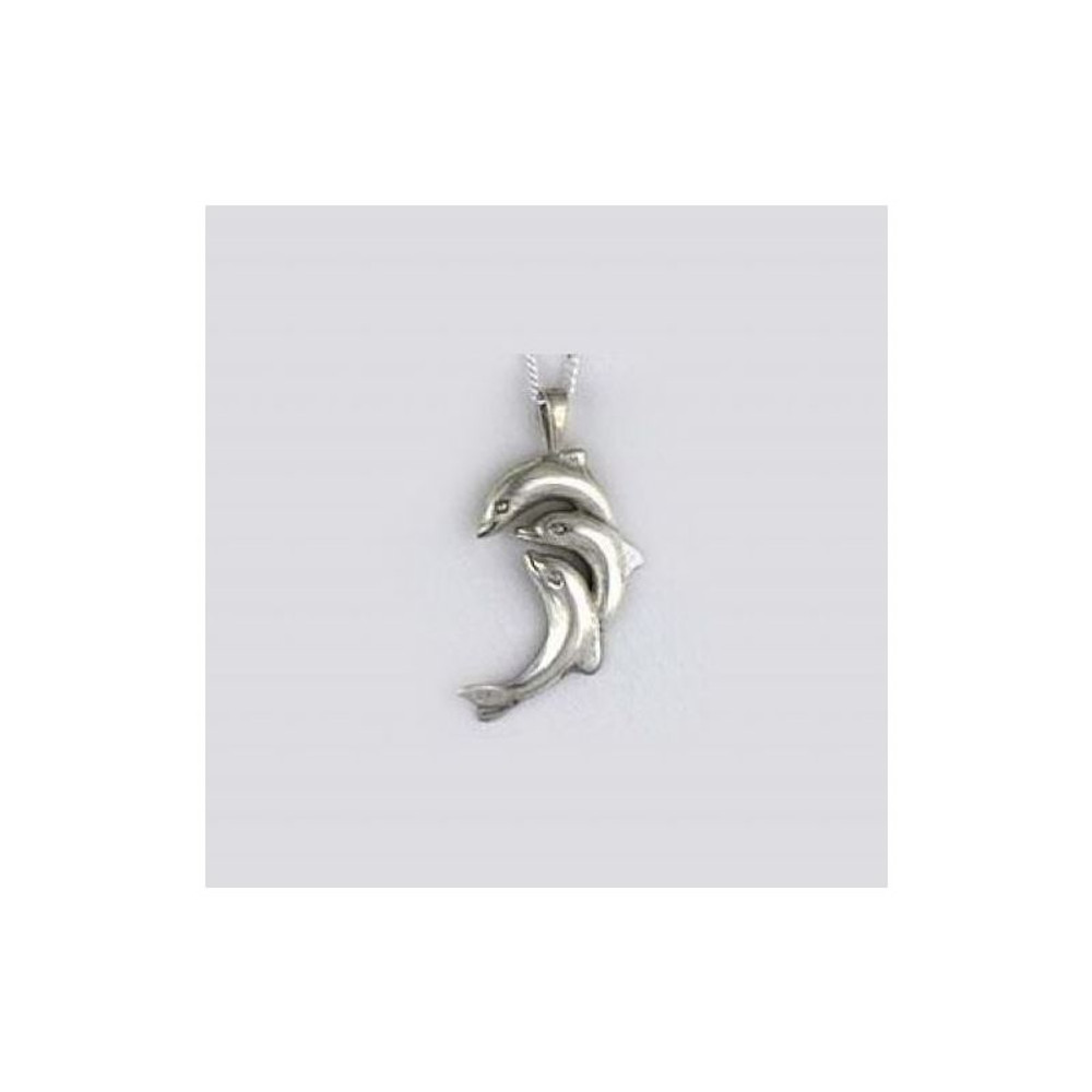 Triple Dolphin Pendant Sterling Silver Necklace | Kabana Jewelry | Kp144