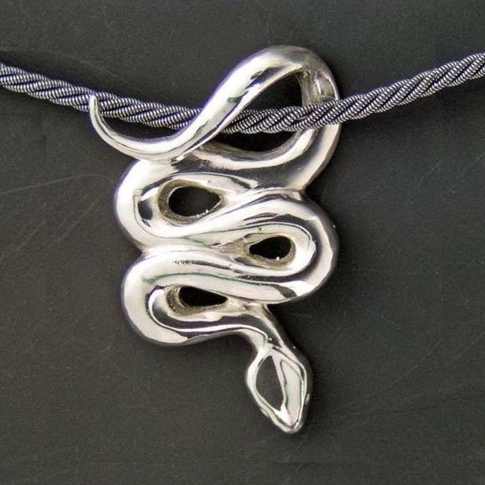 Snake Sterling Silver Pendant Necklace | Anisa Stewart Jewelry | asdw1002