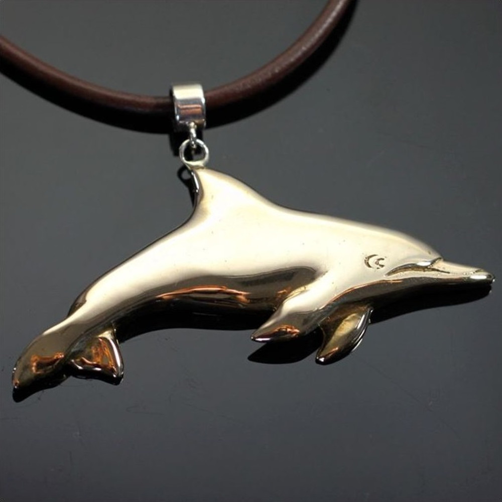 Dolphin Bronze Pendant Necklace | Anisa Stewart Jewelry | ASJbrs1001