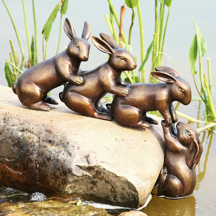 SPI Home Helping Hand Rabbits Garden Sculpture - Thumbnail 2