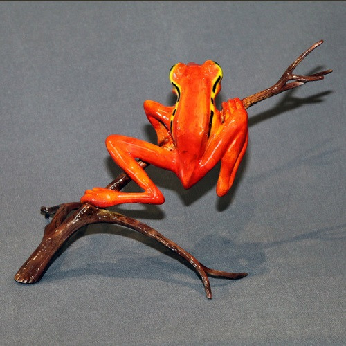 Frog Sculpture | Bronze | Barry Stein | Tarzan Orange | Figurine