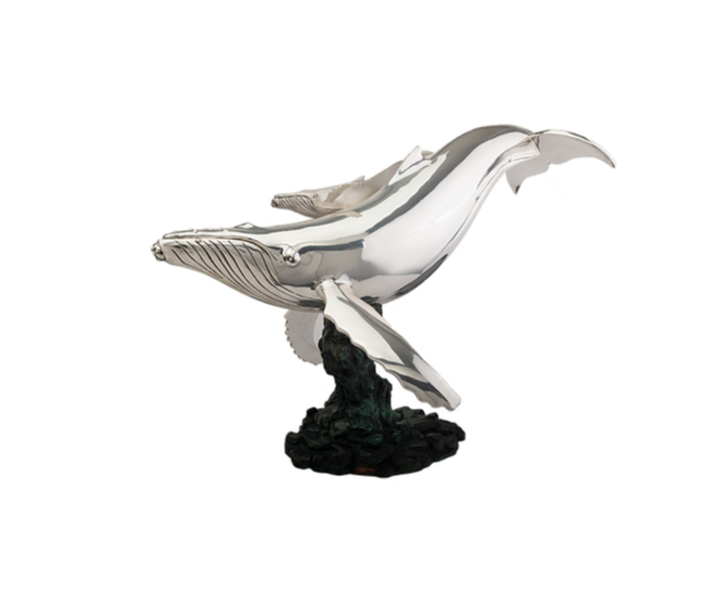 Humpback Whale Mother and Calf Silver Plated Sculpture | 2512 | D'Argenta