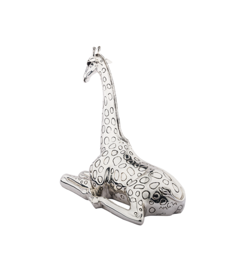 Giraffe Sitting Silver Plated Sculpture | 2523 | D'Argenta