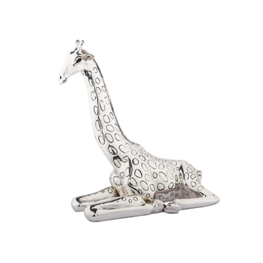 Giraffe Sitting Silver Plated Sculpture | 2523 | D'Argenta