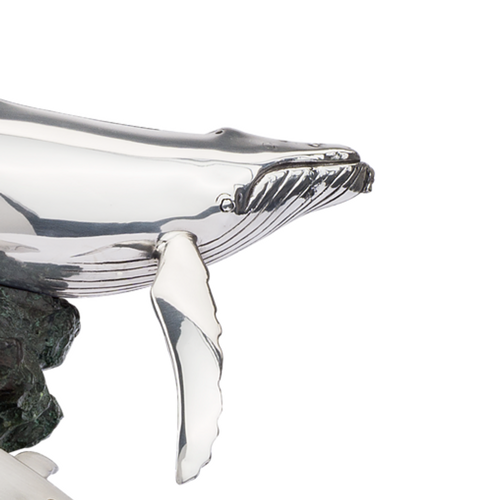 Humpback Whales Mom and Calf Silver Plated Sculpture | 2530 | D'Argenta