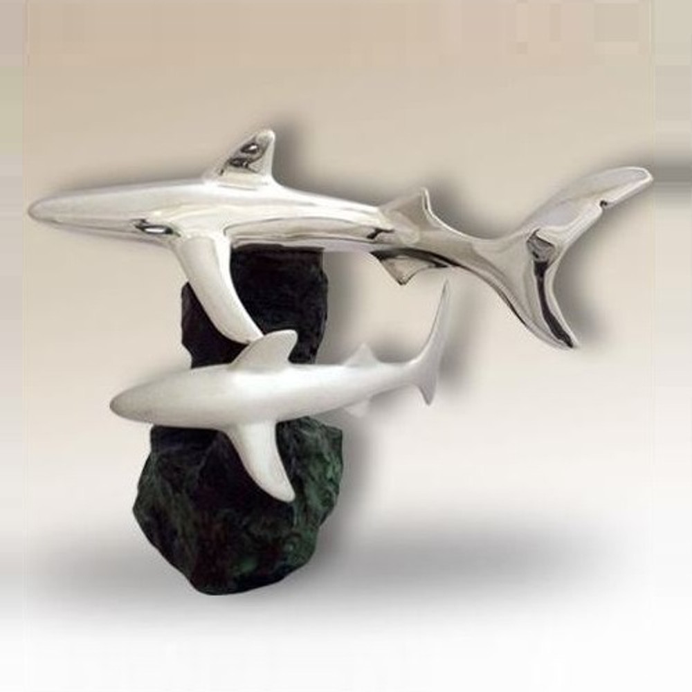 Two Sharks Silver Plated Sculpture | 2531 | D'Argenta