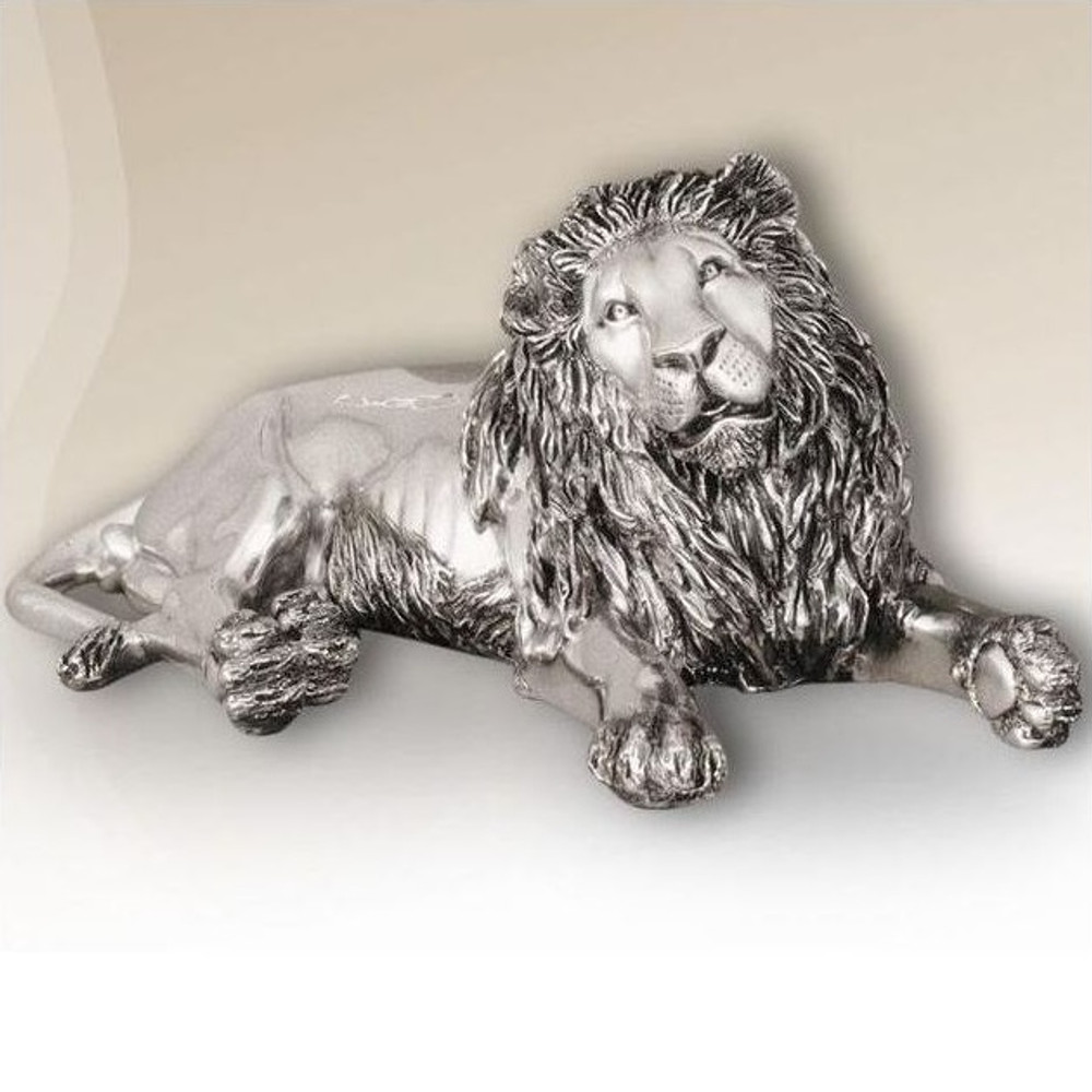 Resting Lion Silver Plated Sculpture | 7502 | D'Argenta