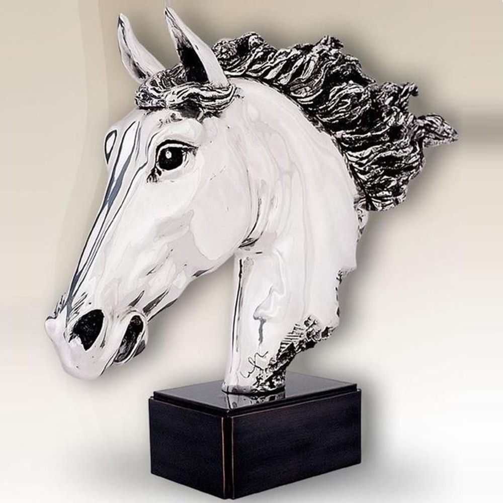 Silver Plated Horse Head Sculpture | 8015 | D'Argenta