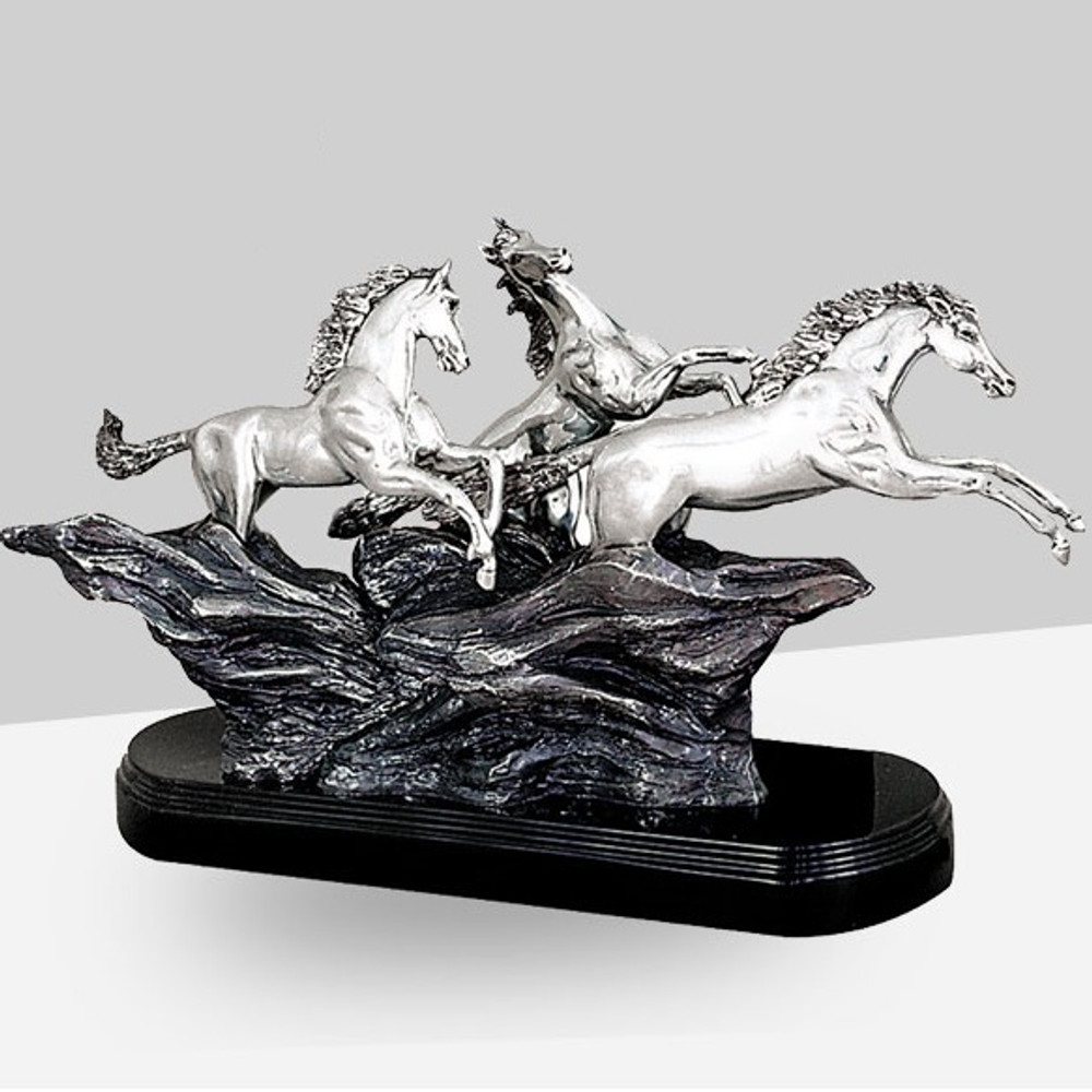 Wild Horses Silver Plated Sculpture | 8020 | D'Argenta