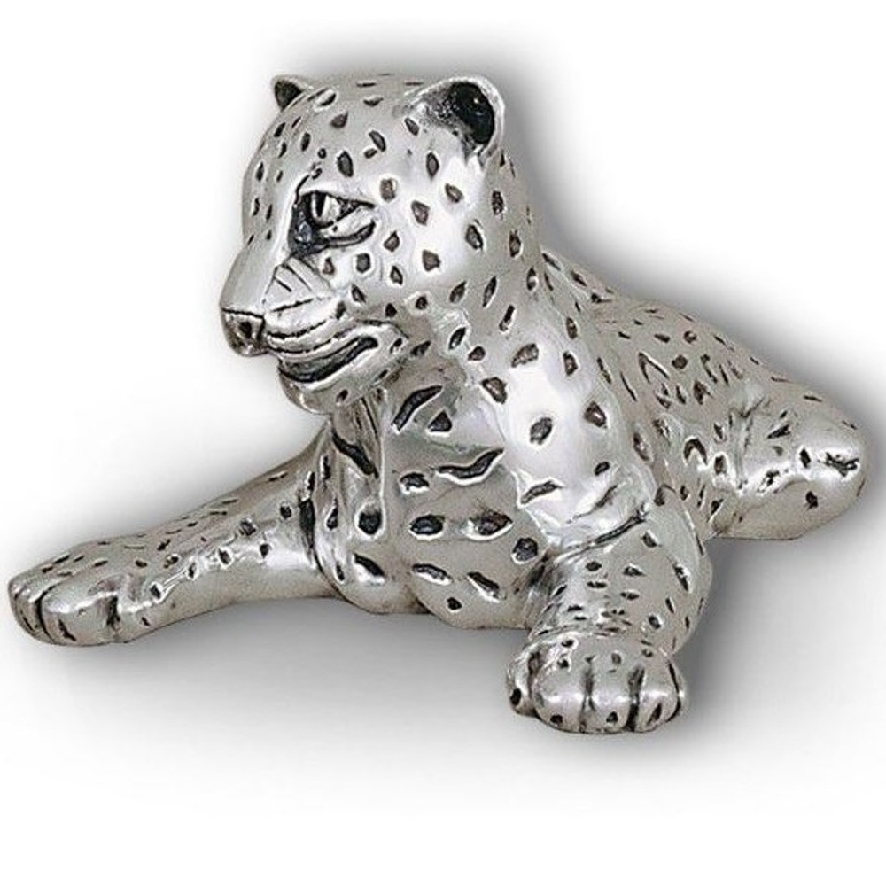 Silver Leopard Reclining Sculpture | A63 | D'Argenta