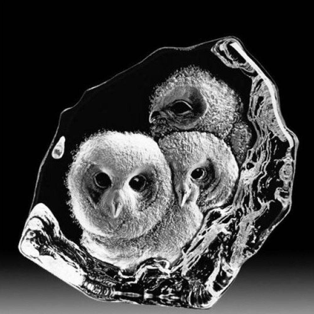 Owlets Crystal Sculpture | 33537 | Mats Jonasson Maleras