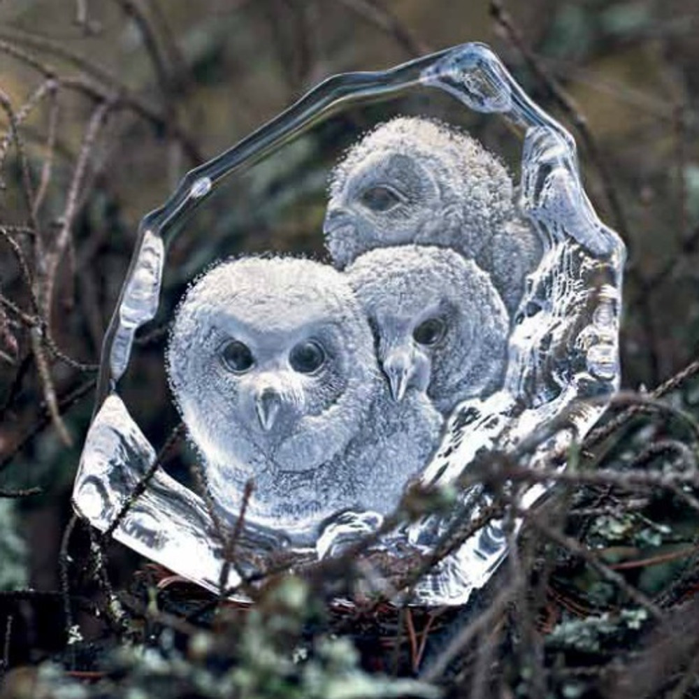 Owlets Crystal Sculpture | 33537 | Mats Jonasson Maleras -2