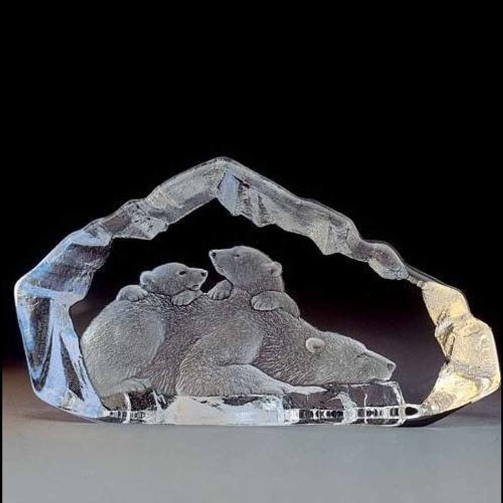 Polar Bear Family Crystal Sculpture | 33807 | Mats Jonasson Maleras