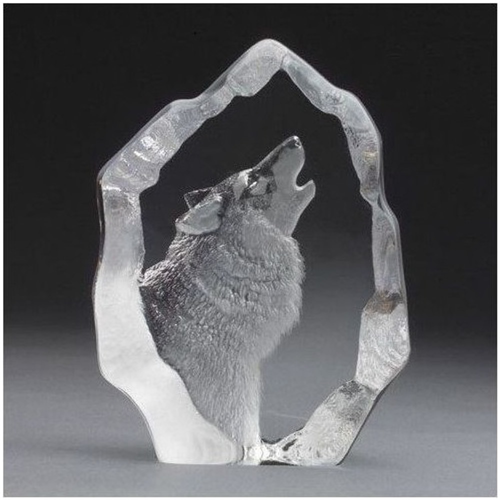 Wolf Howling Crystal Sculpture | 33846 | Mats Jonasson Maleras