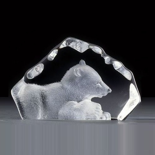 Mats Jonasson Sweden クリスタル　シロクマ親子 Polar Bear Cub Mini Crystal Sculpture | 88109 | Mats Jonasson Maleras