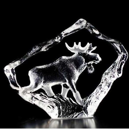 Moose Bull Mini Crystal Sculpture | 88130 | Mats Jonasson Maleras