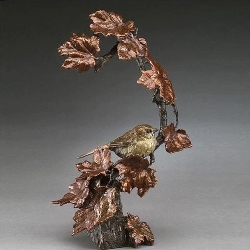 Bird on Branch Bronze Sculpture "Autumn's Return" | Mark Hopkins | mhs072005