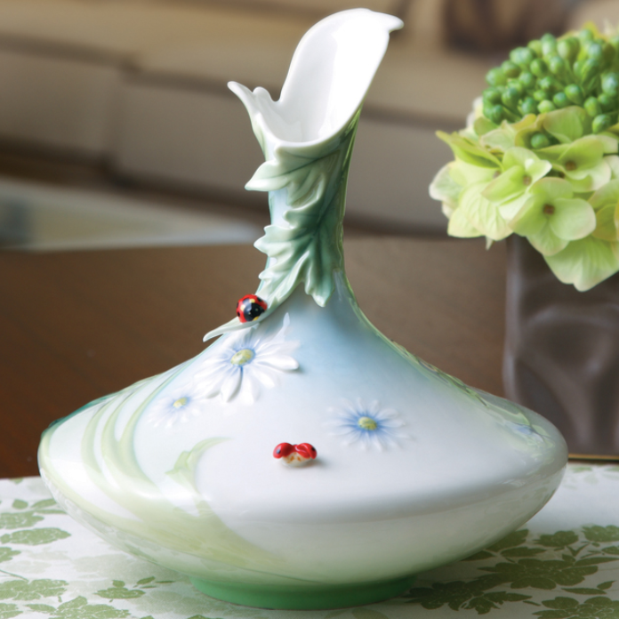 Ladybug Vase Franz Collection Porcelain