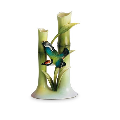 FRANZ フランツ ピース＆ハーモニー バンブー フラワーベース 花瓶 小鳥 Songbird Bud Vase | Franz Collection | Porcelain | WildlifeWonders.com
