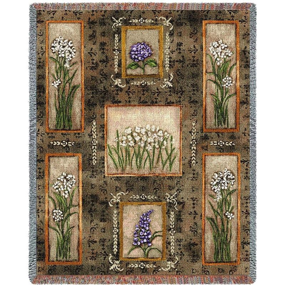 Garden Maze Flower Woven Throw Blanket | Pure Country | pc2166T