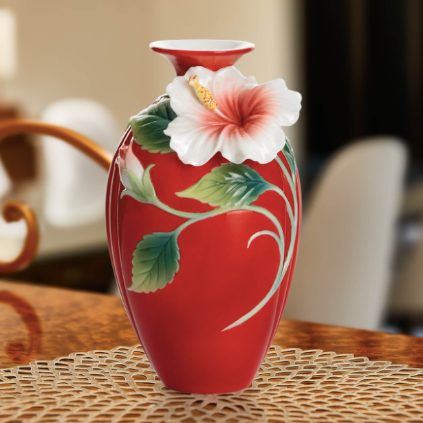 Hibiscus Small Vase Franz Collection Porcelain